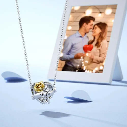 Vista 3 de JIAYIQI Pulsera Pandora para mamá, abuela, hija, esposa, amiga y hermana, con dije de oro de rosa 3D, dije de amor, día de San Valentín, cumpleaños
