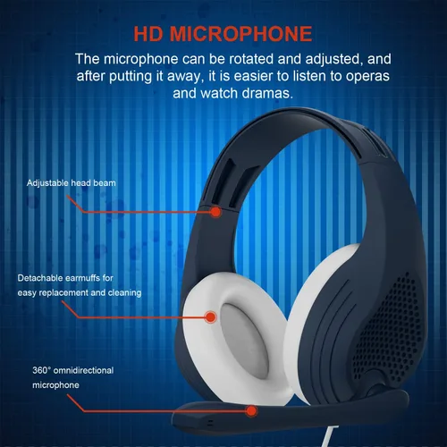 Vista 4 de Anivia A9S - Auriculares sobre la oreja estéreo con cable para juegos con micrófono compatible con computadoras de PC, PS4, Xbox One, portátil, PSP