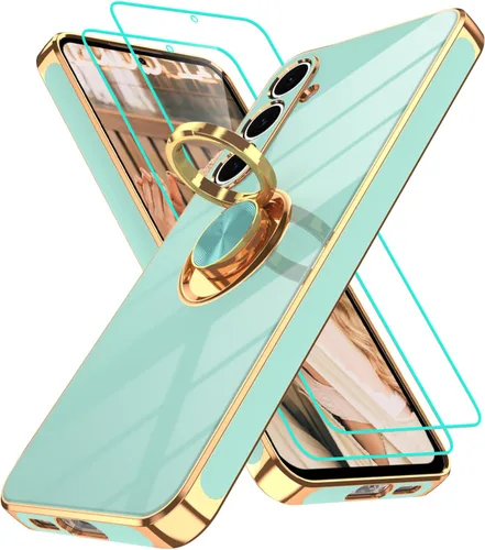 Vista 87 de Funda para Motorola Moto G 5G 2024: Funda Moto G Play 5G 2024 con 2 piezas de protectores de pantalla, soporte de anillo de rotación de 360°