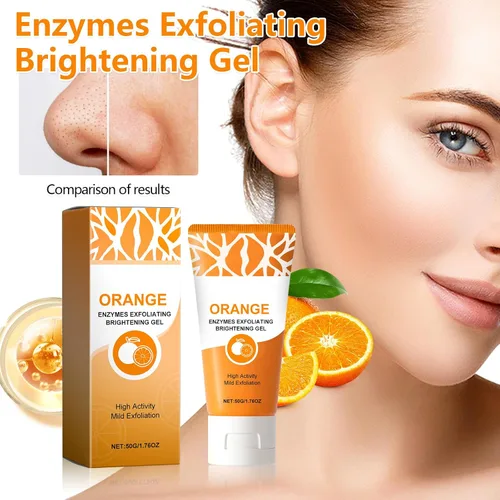 Vista 5 de Orange Enzymes - Gel exfoliante facial de proteasa y niacinamida, gel limpiador exfoliante suave para limpieza profunda de poros y piel suave