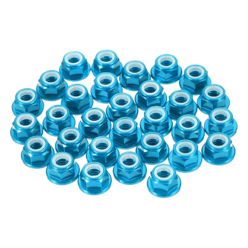 Vista 9 de MECCANIXITY 30 piezas de tuercas de bloqueo de aleación de aluminio M3 con paso de 0.5 mm, tuercas hexagonales con brida de nylon con rosca serrada