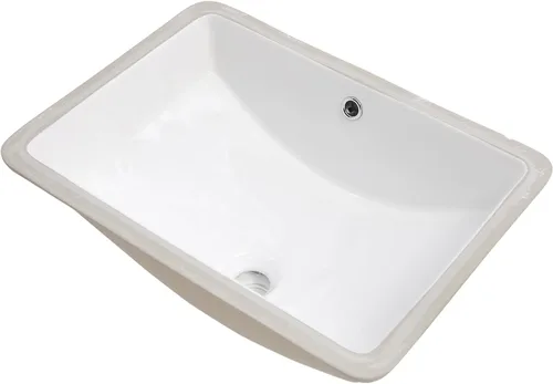 Vista 9 de Lordear Fregadero de baño de 18 x 12 pulgadas para empotrar bajo encimera, fregaderos de tocador rectangulares de cerámica de porcelana blanca pura