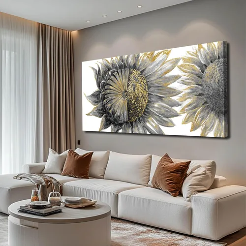 Vista 11 de CHUDANHAO Arte abstracto de graffiti gris para pared, pintura de árbol grande, impresiones fotográficas doradas, arte moderno en lienzo