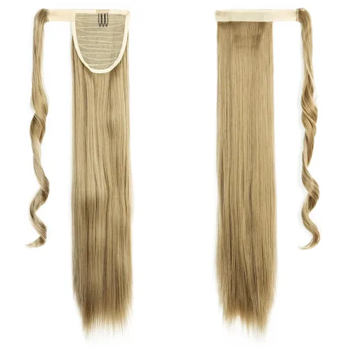 Vista 2 de OMGREAT Extensión de cola de caballo de 24 pulgadas, extensiones de cabello largo y lacio para mujer, cola de caballo sintética envolvente