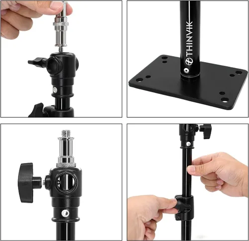 Vista 5 de Thinvik Soporte para cámara de estudio de fotografía, montaje de techo de pared con brazo para video monolight, reflector, montaje horizontal