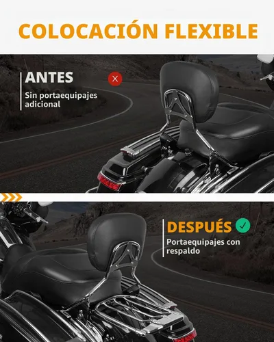 Vista 5 de PBYMT Soporte desmontable para equipaje de dos pisos con ala de aire compatible para Harley Touring Street Glide Road King Electra Glide 2009-2024