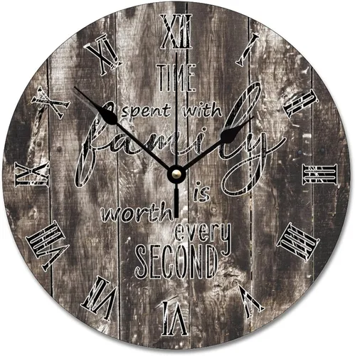 Vista 18 de Time Spent with Family is Worth Every Second - Reloj de pared de grano de madera de playa degradado de 10 pulgadas, funciona con pilas, reloj