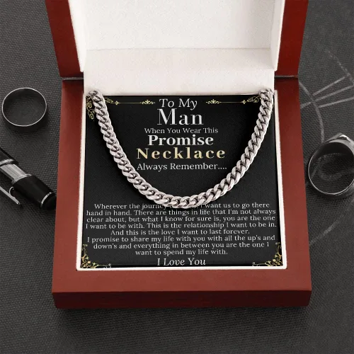 Vista 6 de MJG - Collar de promesa de cadena de regalo para noviomarido, regalo de Navidad para él de noviaesposa, collar de promesa para mi hombre, collar