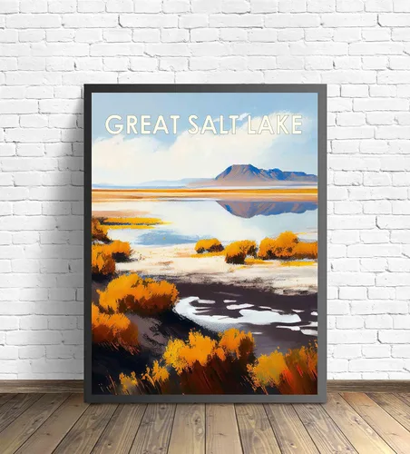 Vista 53 de Yellowstone Lake - Póster impreso artístico, ilustración, arte de pared, decoración de paisaje retro, paisaje, obra de arte para decoración de Lago