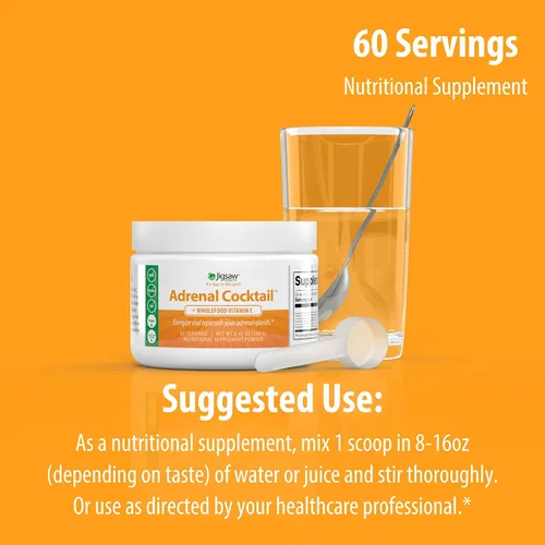 Vista 8 de Jigsaw Health Cóctel suprarrenal con vitamina C de alimentos integrales, 60 porciones