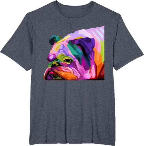 Vista 106 de Camiseta de retrato pop artístico de bulldog británico inglés para dueños de perros, Negro, S