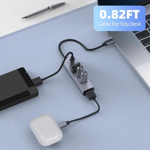 Vista 8 de Concentrador USB C de 5 puertos, adaptador intpw USB C a USB con 1 puerto de datos USB-C/3 USB-A 3.0, adaptador de concentrador USB-C multipuerto