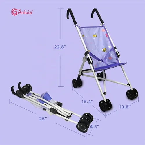Vista 5 de Anivia Colección de Cochecitos de Juguete Cochecito de Muñecas Accesorios de Muñeca para Niños Pequeños 1-3 Diseño de Corazón Regalos para Niños