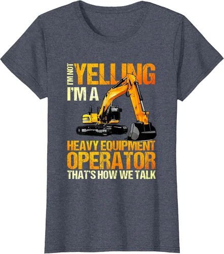 Vista 21 de Camiseta de la retroexcavadora de la construcción del operador del equipo pesado Asphalt Grey
