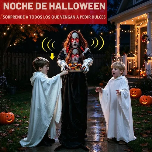 Vista 6 de 5.3 Ft Scary Halloween Animatronics Decorations Outdoor Life Size Maid