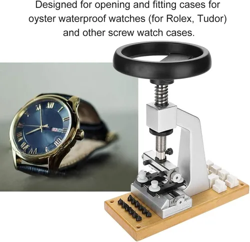 Vista 4 de Focket Abridor de caja de reloj, herramienta de reparación de reloj con rosca 5700, herramienta de reparación de reloj de pulsera con 6 troqueles