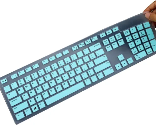 Vista 14 de Protector de teclado de silicona antipolvo transparente compatible con Dell KB212-B, KB4021, 2GR91, 4G481, PC de escritorio delgado USB de 104