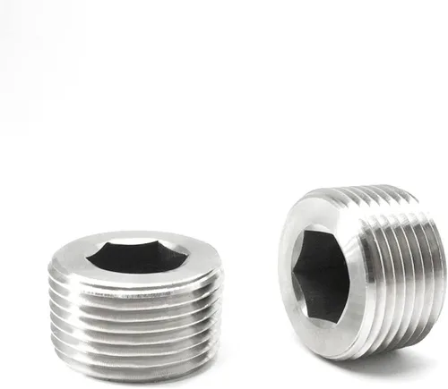 Vista 5 de SDTC Tech Paquete de 5 accesorios de enchufe de tubería 1/4 "NPT macho rosca 304 de acero inoxidable interno hexagonal adaptador avellanado