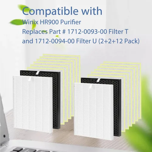 Vista 3 de Ontheone Kit de repuesto de filtro HR900 compatible con purificador Winix HR900, reemplaza el número de pieza 1712-0093-00 filtro T y 1712-0094-00
