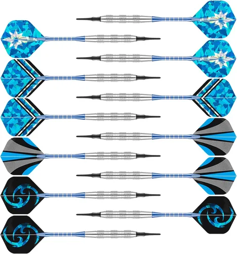 Vista 3 de Juego de dardos de punta suave, 12 unidades de 0.63 oz de dardos de punta suave, juego de dardos profesionales de punta de dardos de plástico