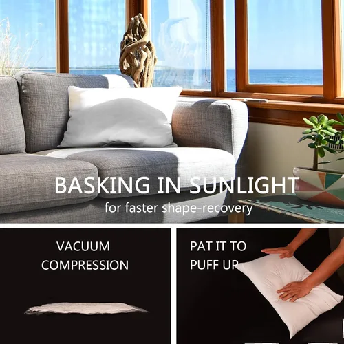 Vista 3 de EDOW Cojín de lujo para almohada, suave y esponjoso, de poliéster alternativo, forma cuadrada, funda de almohada decorativa, funda de algodón