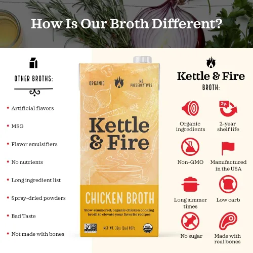 Vista 4 de Kettle & Fire KETTLE & FIRE Caldo de pollo orgánico, pollo, hervidor, 32 onzas