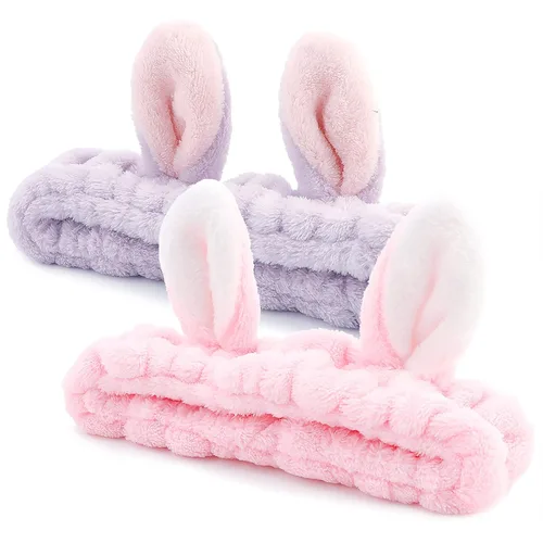 Vista 12 de YISSION 2 diademas de spa con orejas de oso, banda antideslizante para lavado de cara, maquillaje, cuidado de la piel, diadema facial, banda