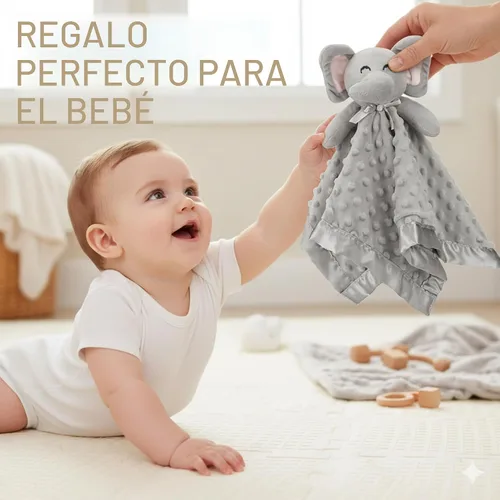 Vista 7 de Pro Goleem Manta de Seguridad de Elefante, Manta de Apego Suave Unisex Regalos para Bebés para Niños y Niñas Juguete de Abrazo Animal de Peluche
