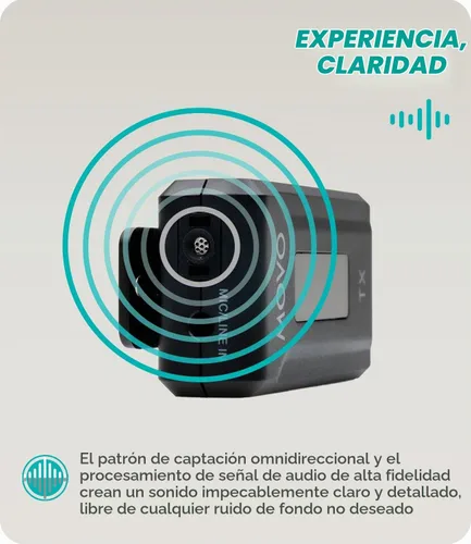 Vista 6 de Movo WMX-2 Micrófono inalámbrico para cámara con estuche de carga, micrófono Lavalier para cámaras DSLR, Vlogging, creación de contenido, cine