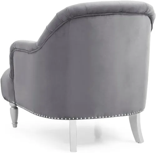 Vista 5 de Home Square Juego de muebles de 2 piezas con silla de terciopelo y sofá en gris