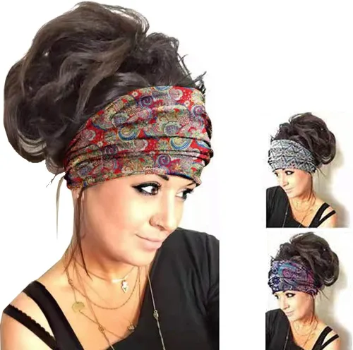 Vista 15 de K-Elewon Paquete de 3 diademas elásticas anchas para mujer, bandas para el cabello para yoga, deportes