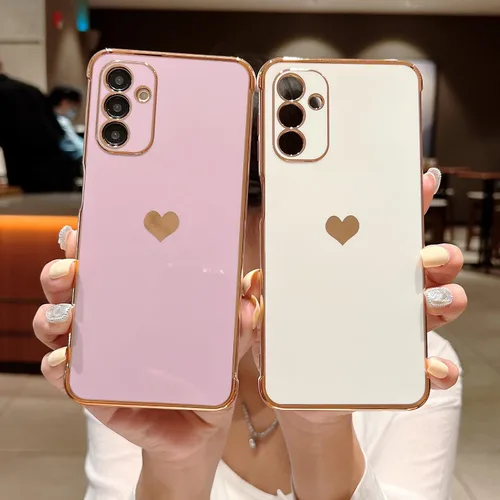 Vista 23 de phylla Funda de teléfono compatible con Samsung Galaxy A12 de 6.5 pulgadas, lindo corazón chapado en oro, elegante funda de lujo para mujer