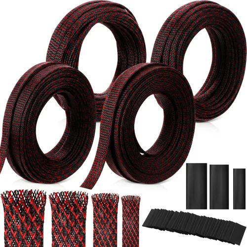 Vista 9 de Tatuo Funda de cable trenzada expandible de 65.6 pies, funda de alambre trenzado de varios tamaños con 120 tubos termorretráctiles para televisión