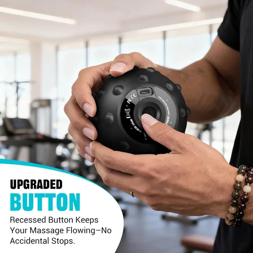 Vista 2 de Bola de Masaje Vibratória Vulken para Recuperación Muscular con SphereStrap – Objetivo Áreas de Difícil Acceso, Masaje de Espalda Sin Manos. Bola