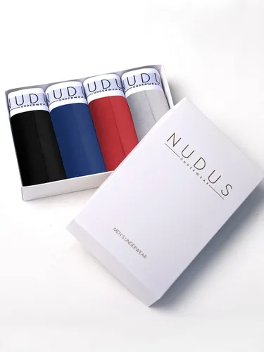 Vista 4 de NUDUS Ropa interior de bambú y rayón para hombre, elegante, suave, con bragueta - Juego de 4 en caja de regalo