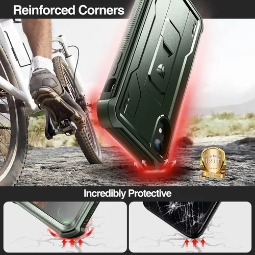 Vista 3 de Dexnor Funda para iPhone XR, [Protector de pantalla y soporte integrados] Protección de grado militar resistente a prueba de golpes para iPhone XR