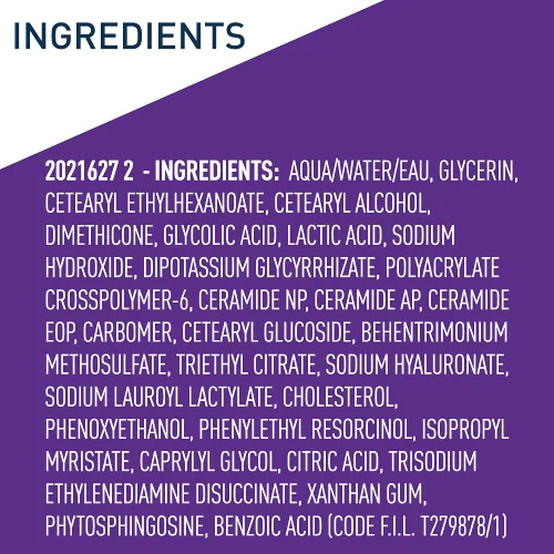 Vista 6 de CeraVe Tratamiento Nocturno Exfoliante Renovador de la Piel, Suero Antienvejecimiento con Mezcla 5% de Ácido Glicólico y Ácido Láctico, Corrector