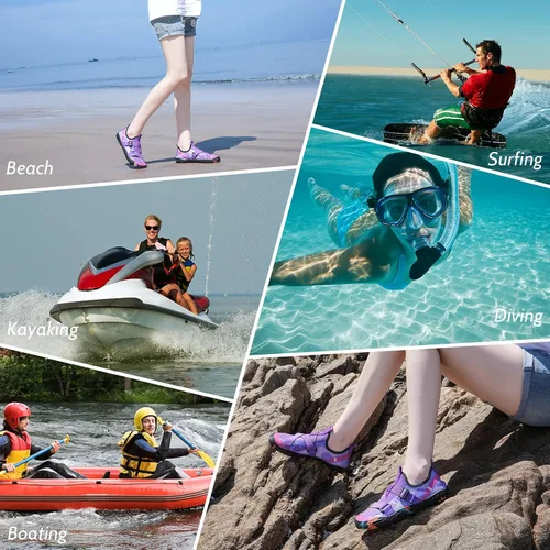 Vista 7 de SPUKEP Zapatos de agua para mujeres y hombres, de secado rápido, antideslizantes, calcetines acuáticos ligeros para natación, surf, playa, piscina