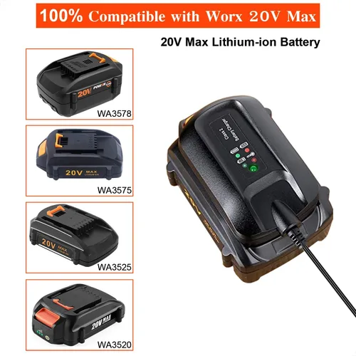 Vista 5 de WA3742 Reemplace el cargador de batería de litio worx 20v WA3742 WA3732 para cargar la batería de litio Worx 20V MAX WA3520 WA3525 WA3512 WA3512.1