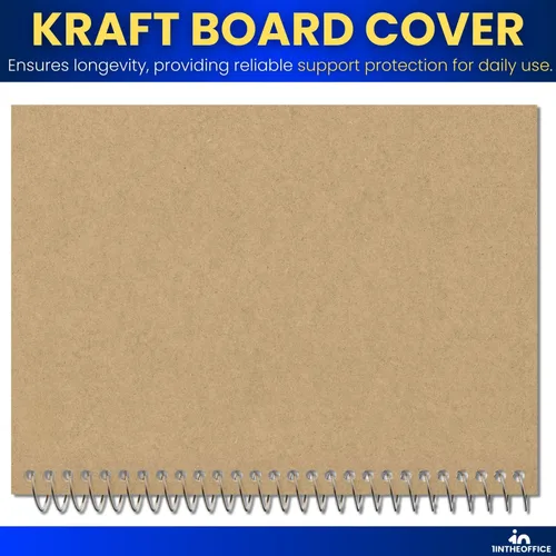 Vista 4 de 1InTheOffice Cuaderno de espiral con rayas universitarias de 6 x 9, 3 temas, cubierta de papel kraft, 100 hojas, (paquete de 4)