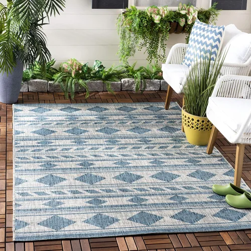 Vista 12 de SAFAVIEH Courtyard Collection CY8529 - Alfombra de pasillo de 2 pies 3 pulgadas x 6 pies 7 pulgadas, color azul marino y aguamarina CY8529