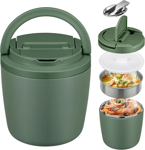 Vista 9 de MAXSO Contenedor de almuerzo de 40 onzas para adultos, tarro de alimentos aislado al vacío de acero inoxidable, termo de sopa para comida caliente