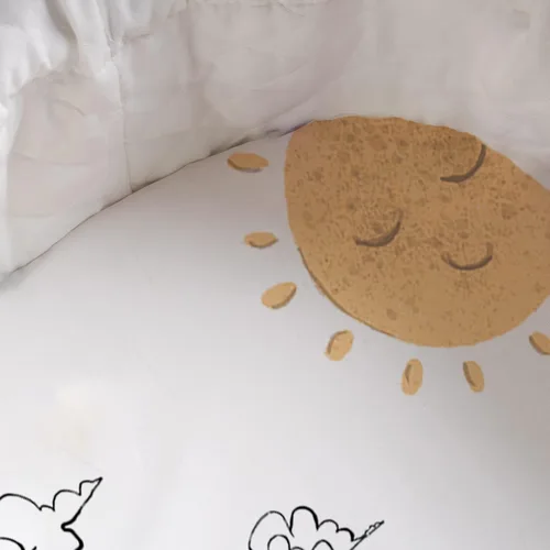 Vista 4 de JumpOff Jo - Sábana bajera hipoalergénica para bebé niño y niña - Rectangular, compatible con reloj de arena y cuna ovalada, suave, transpirable