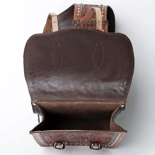 Vista 5 de HILASON Western Horse - Bolsa de sillín de cuero resistente y tradicional Bolsa de sillín Bolsa de sillín de caballo Bolsa de sillín