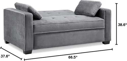 Vista 2 de Serta Ainsley Sofá Cama Convertible de 66.5", Tamaño Full, Dreamcoil Comfort, Tela Tejida Suave, Carbón