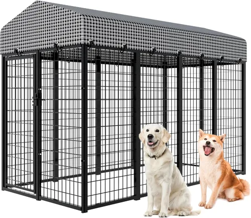 Vista 11 de Perrera para perros grandes, para exteriores, corralito para perros, casa de valla para patio, perrera resistente para perros con puerta