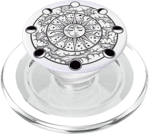Vista 8 de Retro Vintage Sun And Moon Crescent Faces con fases de la luna PopSockets PopGrip: agarre intercambiable para teléfonos y tabletas
