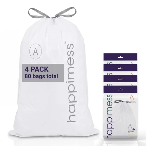 Vista 10 de happimess Bolsas de basura con cordón de 8 galones (30 litros), sin perfume, transparentes, resistentes para cocina y hogar, ajuste personalizado