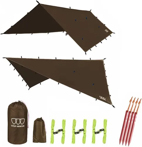 Vista 21 de Gold Armour - Toldo para lluvia para hamaca de lona, calidad premium, 14.7 pies, 12 pies, 10 pies, 8 pies, cubierta de toldo para lluvia, toldo