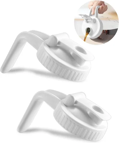 Vista 10 de Paquete de 2 tapas para frascos Mason de boca ancha en forma de V con asa, tapa con pico vertedor para frasco Mason con tapa abatible extendida